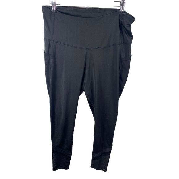 Adrienne Vittadini 1X Compression Leggings Black High Rise Waist Pockets Active - Picture 1 of 7